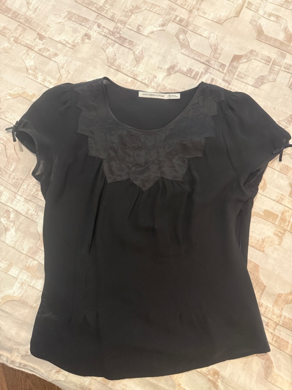 Viktor Rolf for H&M Black Short-Sleeve Scoop Neck Top US6